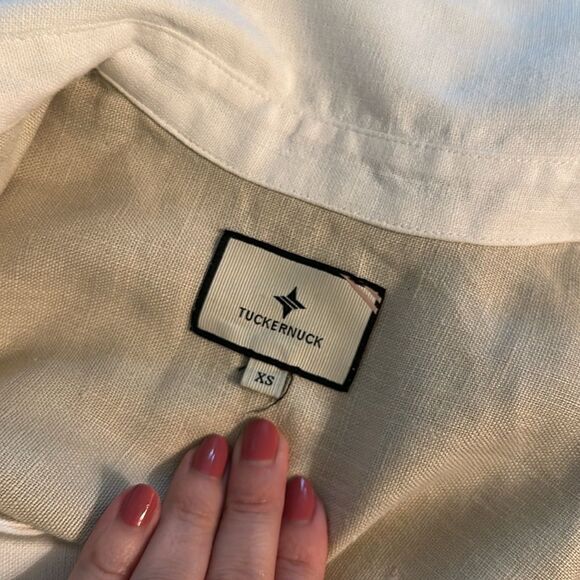 Tuckernuck linen mini collared dress XS ivory Collier - Picture 8 of 10